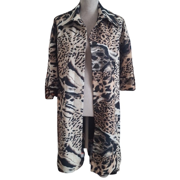 Animal Print Fall Coat Joseph Ribkoff Belted Business Casual Jacket Sz 4 - Picture 4 of 12